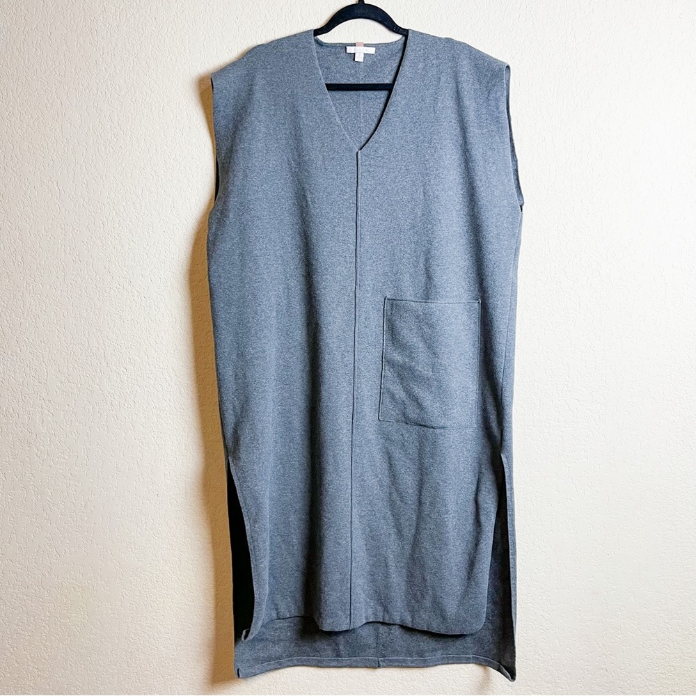 Lunya Cozy Cotton Silk Oversized Dress Sleeveless V-Neck Grey Size Medium - Picture 2 of 8